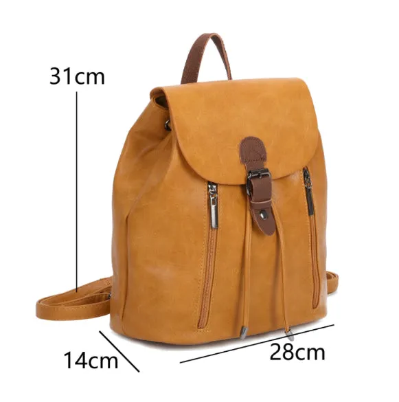 Two tone backpack with leather trim