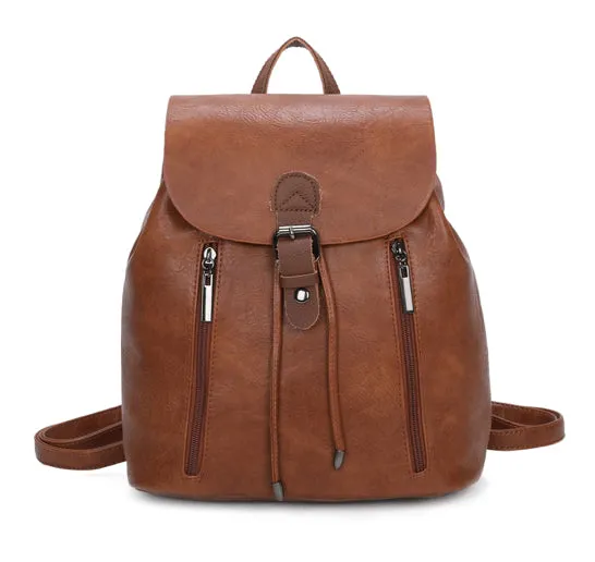 Two tone backpack with leather trim