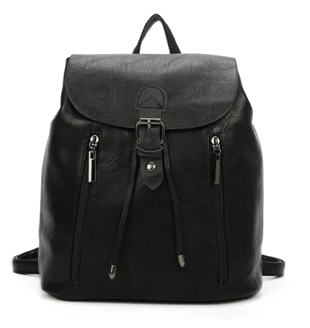 Two tone backpack with leather trim