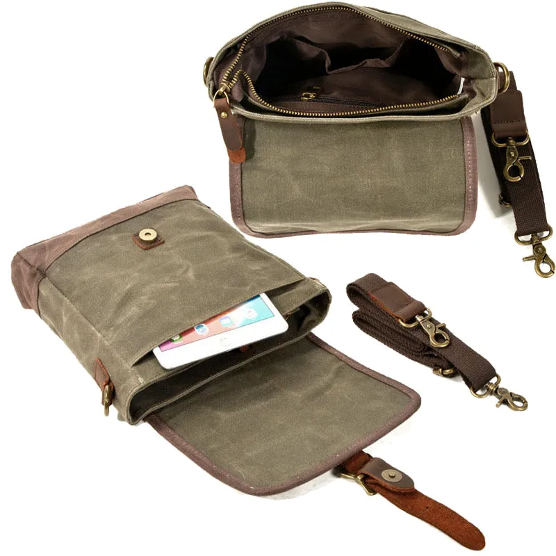 Unisex Canvas Purse Vintage Crossbody Shoulder Bag Waterproof Satchel