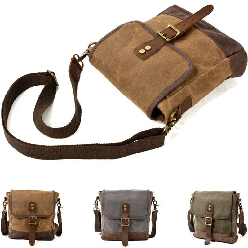Unisex Canvas Purse Vintage Crossbody Shoulder Bag Waterproof Satchel