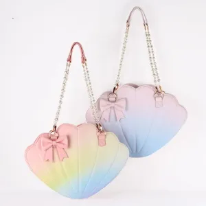 Uniwim Lovely Rainbow Gradient Big Scallop Shell Bag Women Lolita Jk  Kawaii Girl Gothic Lolita Shoulder Bag Loli Cosplay Cute Girl