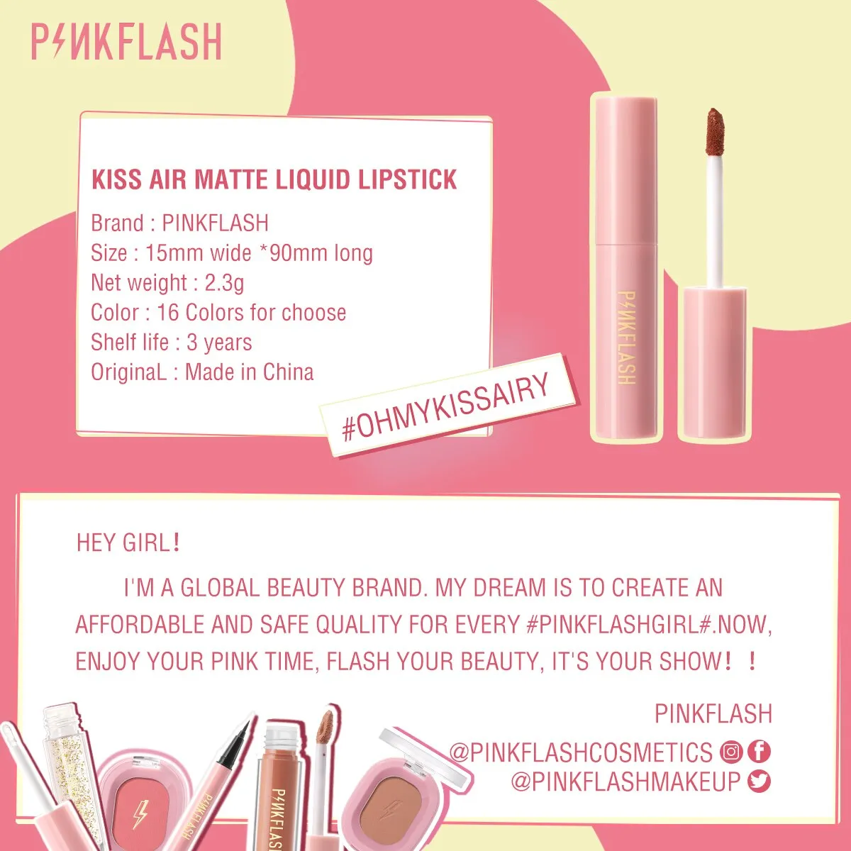 VenusFox PINKFLASH Liquid Blush Kiss Air Feeling Makeup Face Blusher Double Use Matte Lipstick Lipgloss Waterproof Make Up Cosmetic
