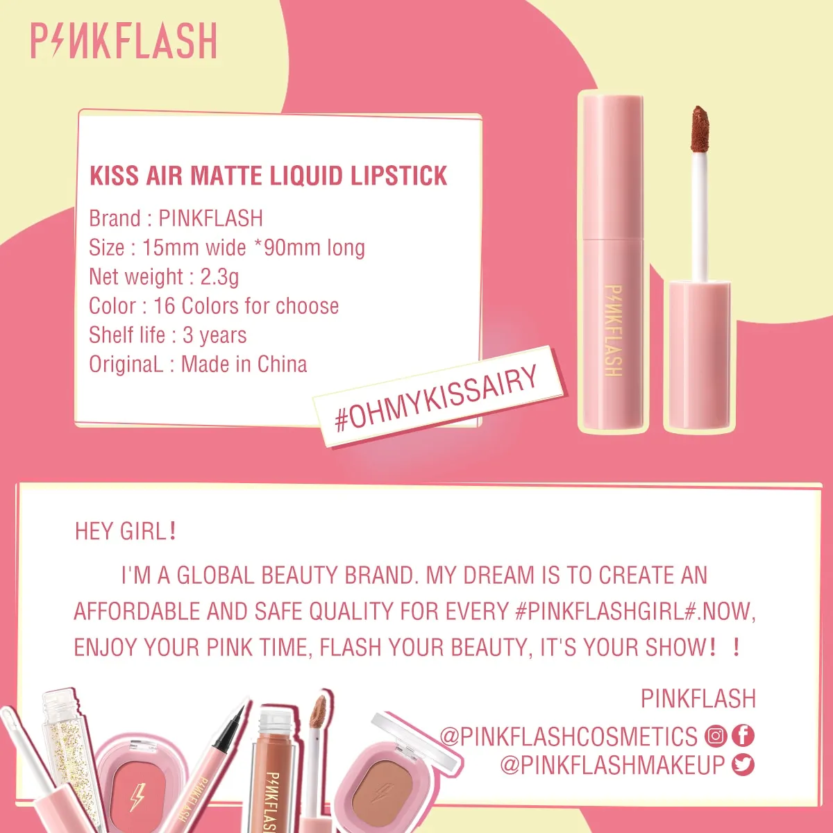 VenusFox PINKFLASH Liquid Blush Kiss Air Feeling Makeup Face Blusher Double Use Matte Lipstick Lipgloss Waterproof Make Up Cosmetic