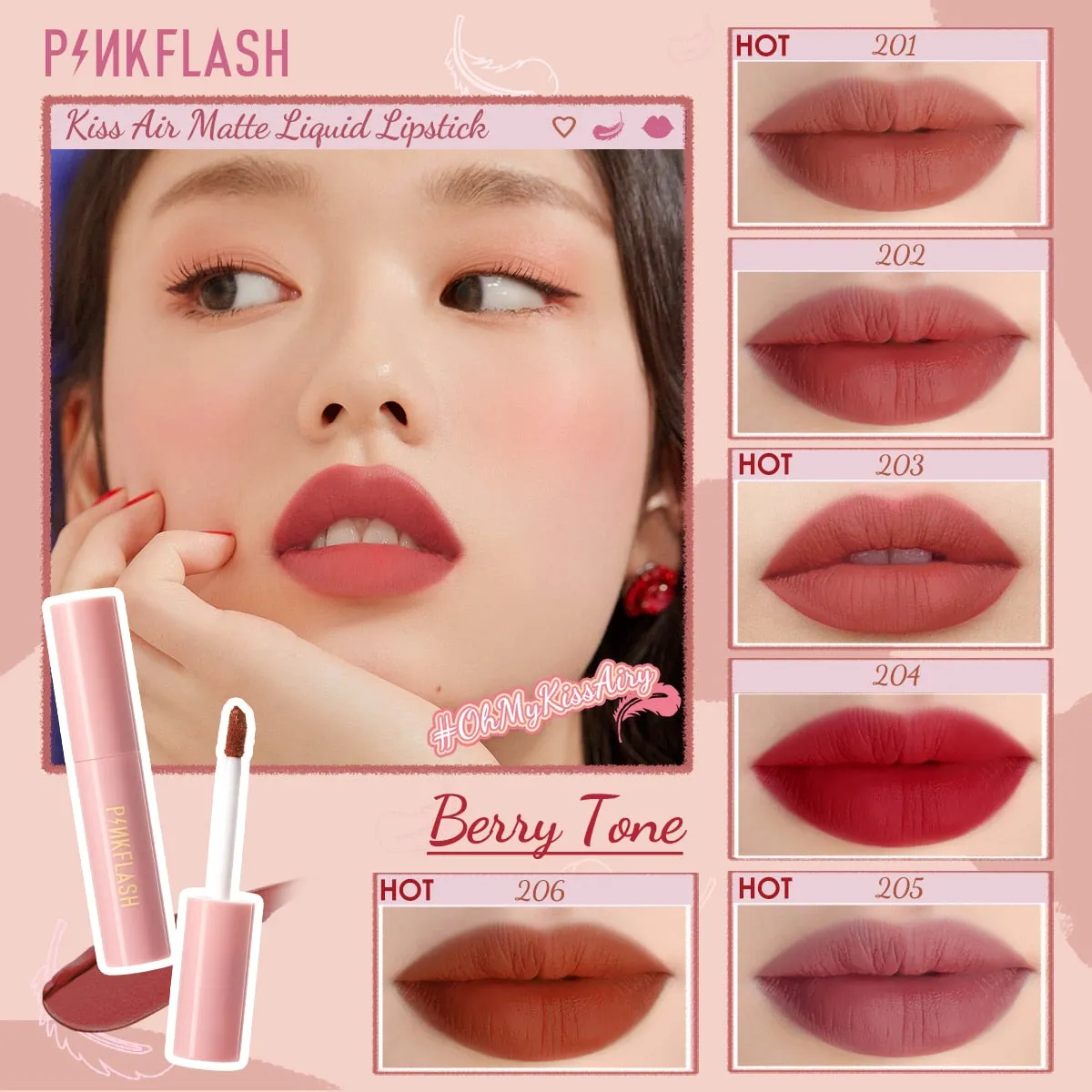 VenusFox PINKFLASH Liquid Blush Kiss Air Feeling Makeup Face Blusher Double Use Matte Lipstick Lipgloss Waterproof Make Up Cosmetic