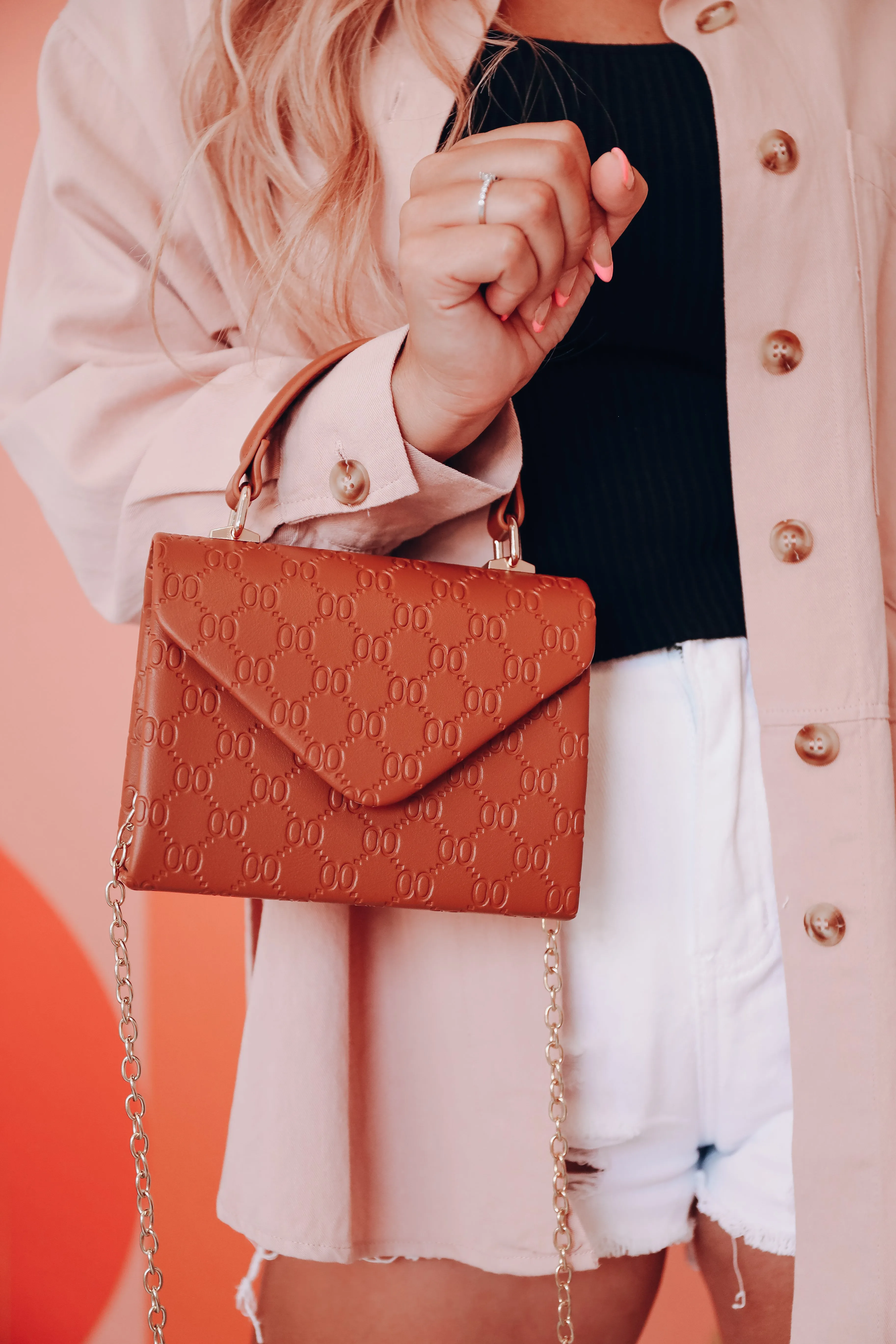 Vital Element Embossed Crossbody Purse - Camel