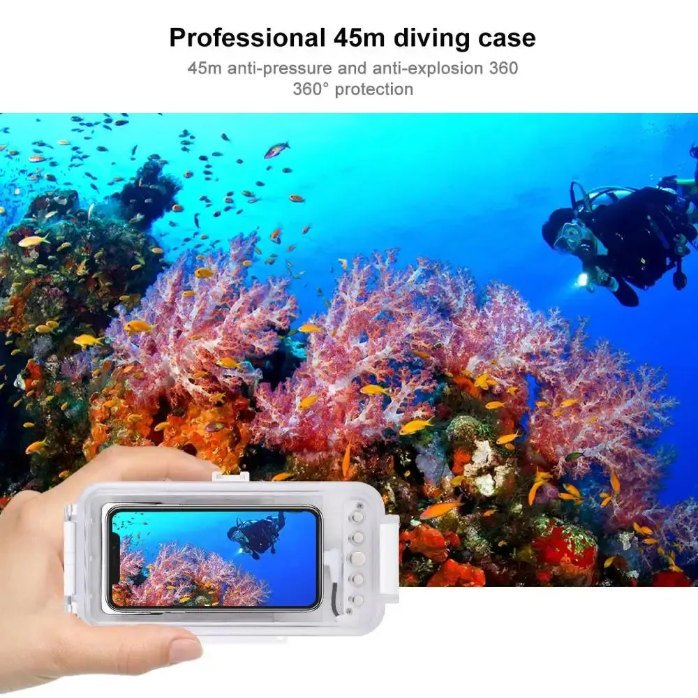 Waterproof Diving Housing Case for iPhone 14/13/12/11 Pro Max - 45m Underwater Protection