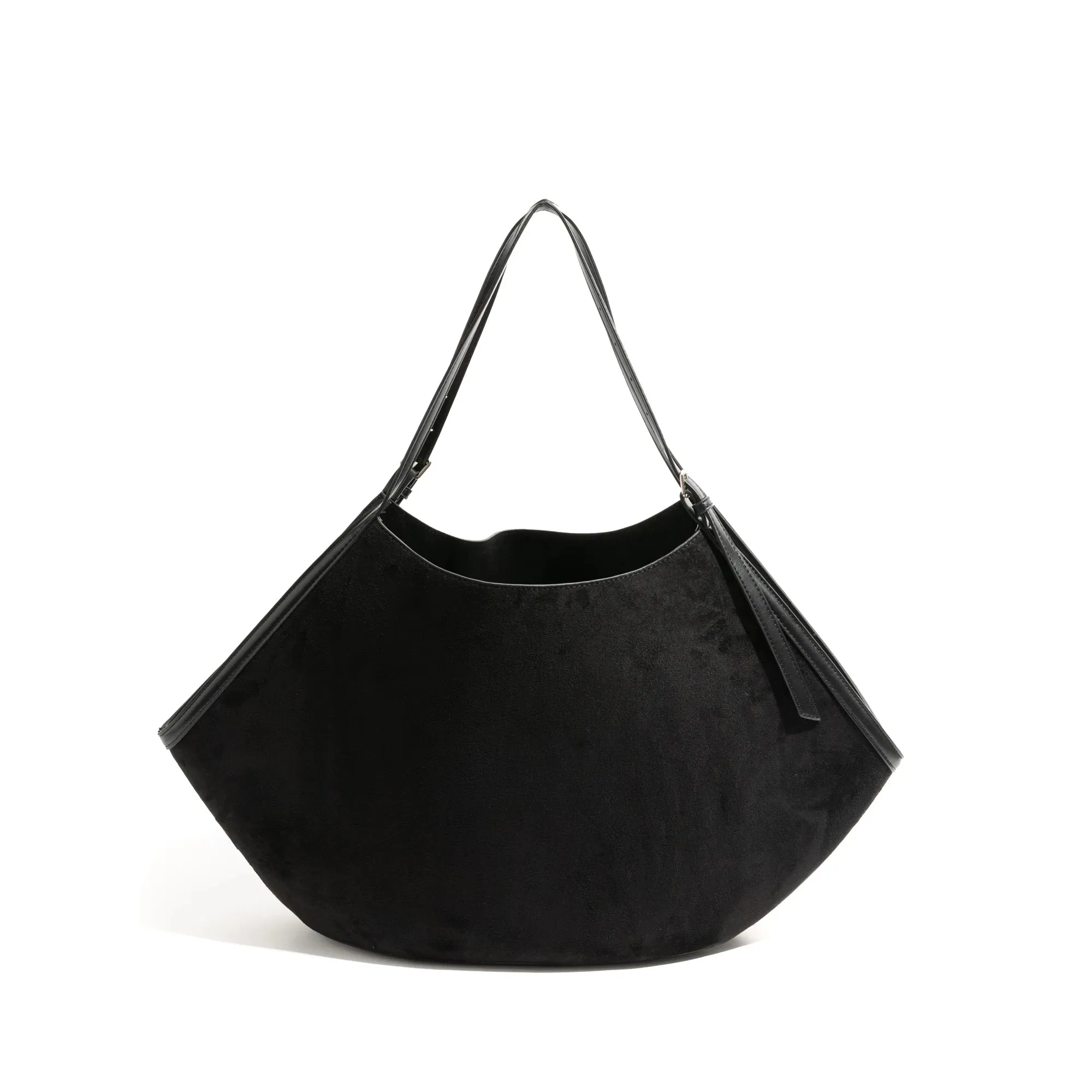 Women's Vintage Faux Suede Large Tote Bag Unique Shell Shape 2pcs Bag   Purse Insert