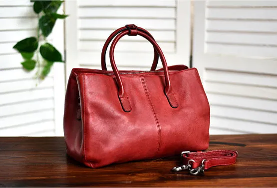 YAAGLE Women Large Capacity Multi-interlayers Tanned Leather Top-handle Bag YG8608
