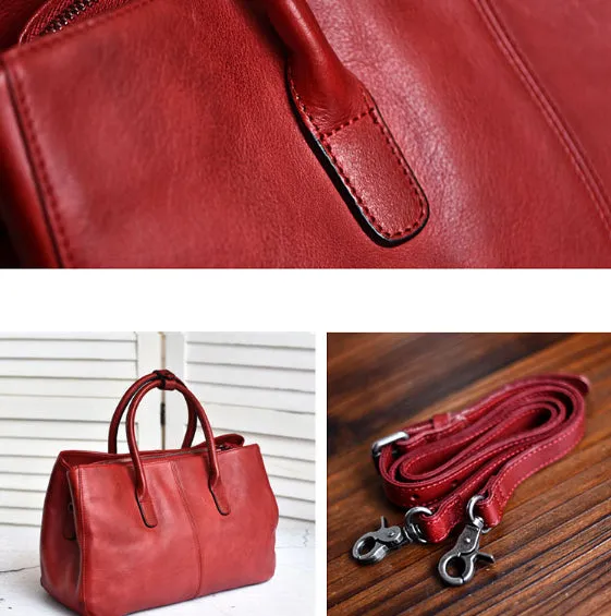 YAAGLE Women Large Capacity Multi-interlayers Tanned Leather Top-handle Bag YG8608