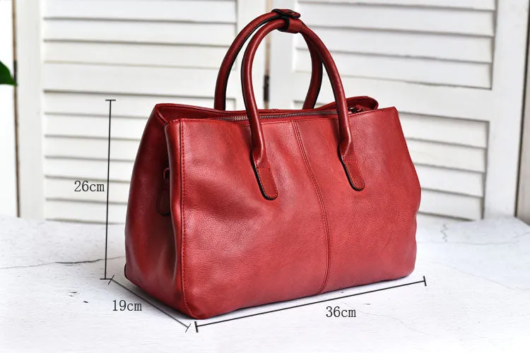 YAAGLE Women Large Capacity Multi-interlayers Tanned Leather Top-handle Bag YG8608