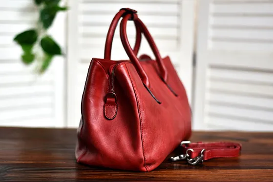 YAAGLE Women Large Capacity Multi-interlayers Tanned Leather Top-handle Bag YG8608