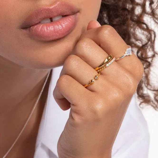 Yellow Gold Zirconia Dot Stacking Ring TR2323-414-14